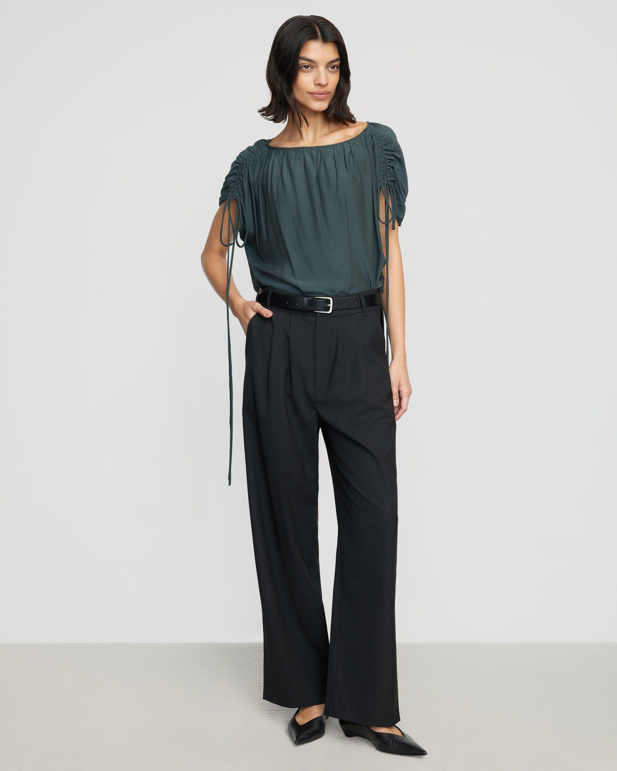 Akari Semi-Sheer Gathered-Shoulder Blouse Product Image