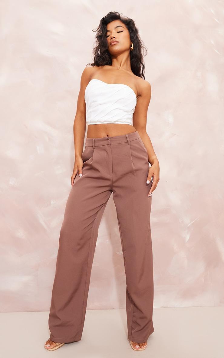 White Linen Look Tie Waist Crop Top Product Image