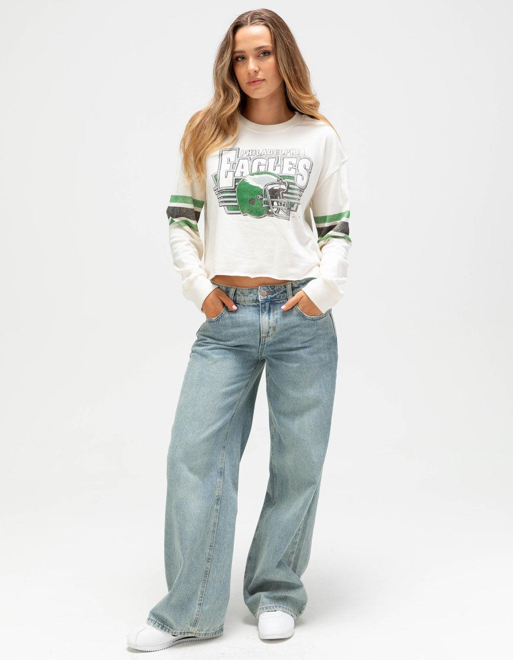 JUNK FOOD Philadelphia Eagles Kickoff Womens Crop Crewneck Sweatshirt Product Image