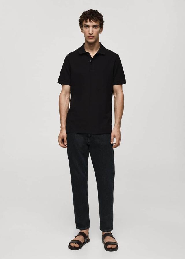 MANGO MAN - 100% cotton pique polo shirt blackMen Product Image