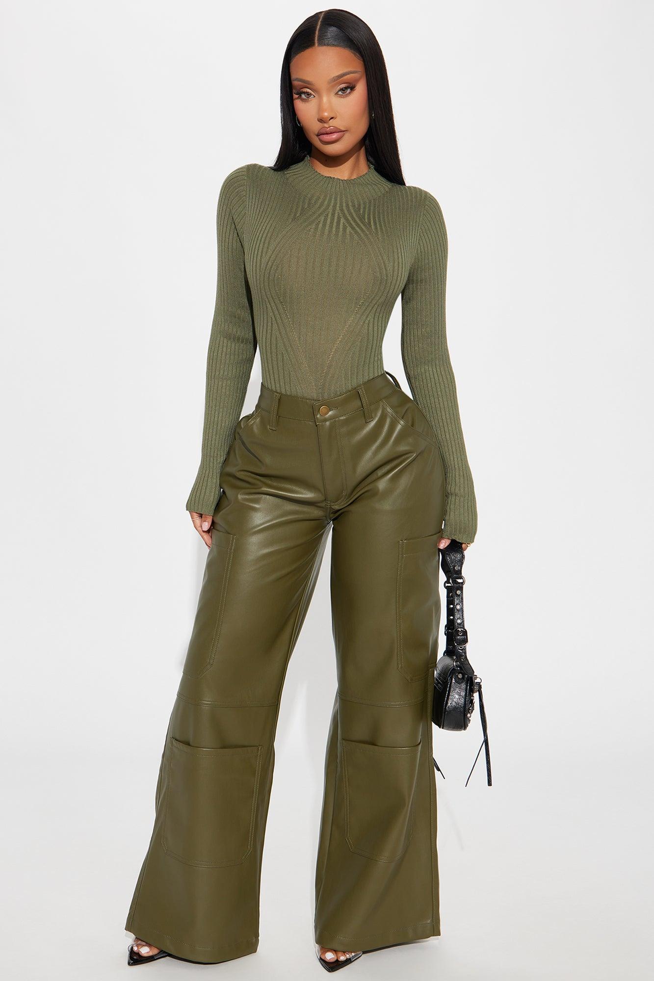 Marenna Sweater Bodysuit - Olive Product Image