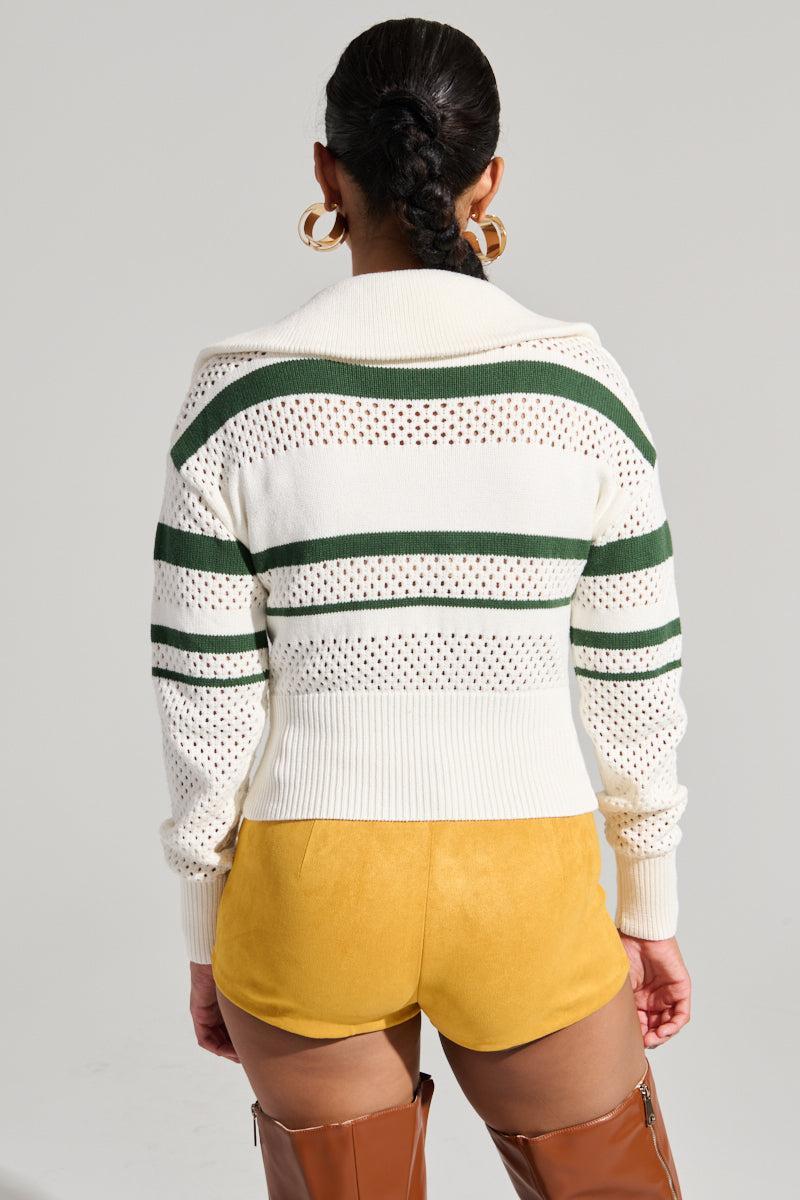 IVY LEAGUE STRIPED ZIP UP SWEATER Product Image