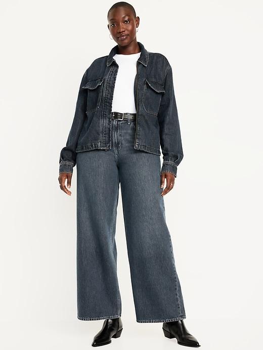 High-Waisted Baggy Wide-Leg Jeans Product Image