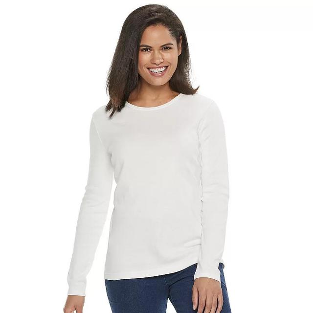 Petite Croft & Barrow Crewneck Long-Sleeve Tee, Womens Product Image