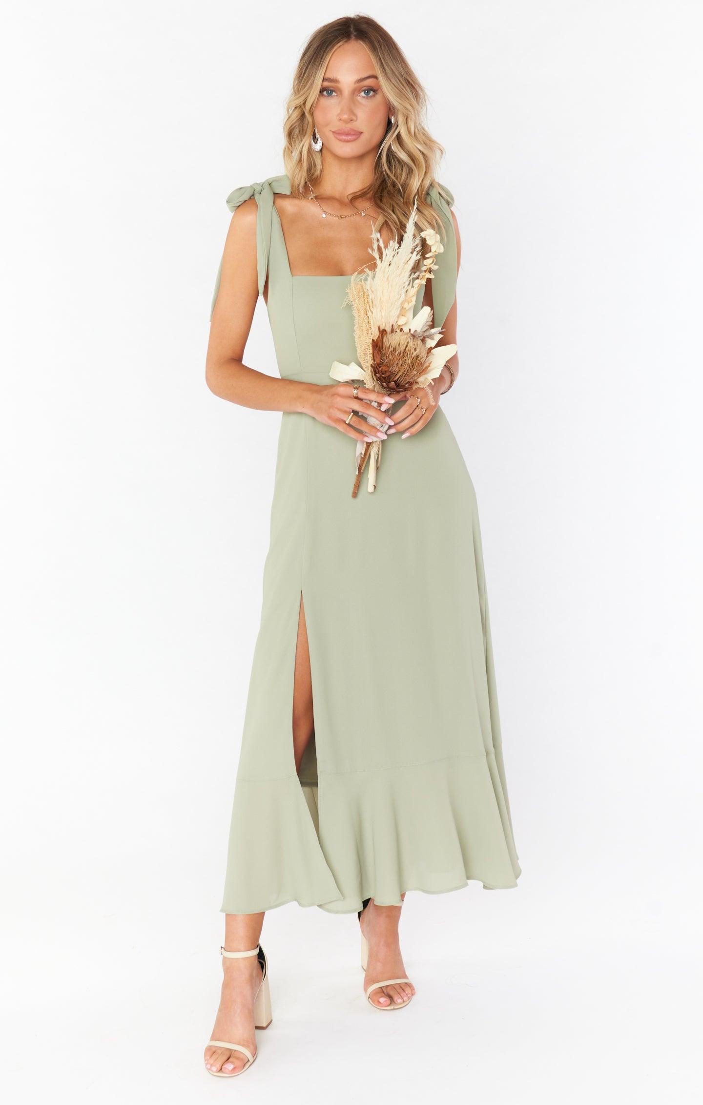 Claire Midi Dress ~ Moss Green Crisp Product Image