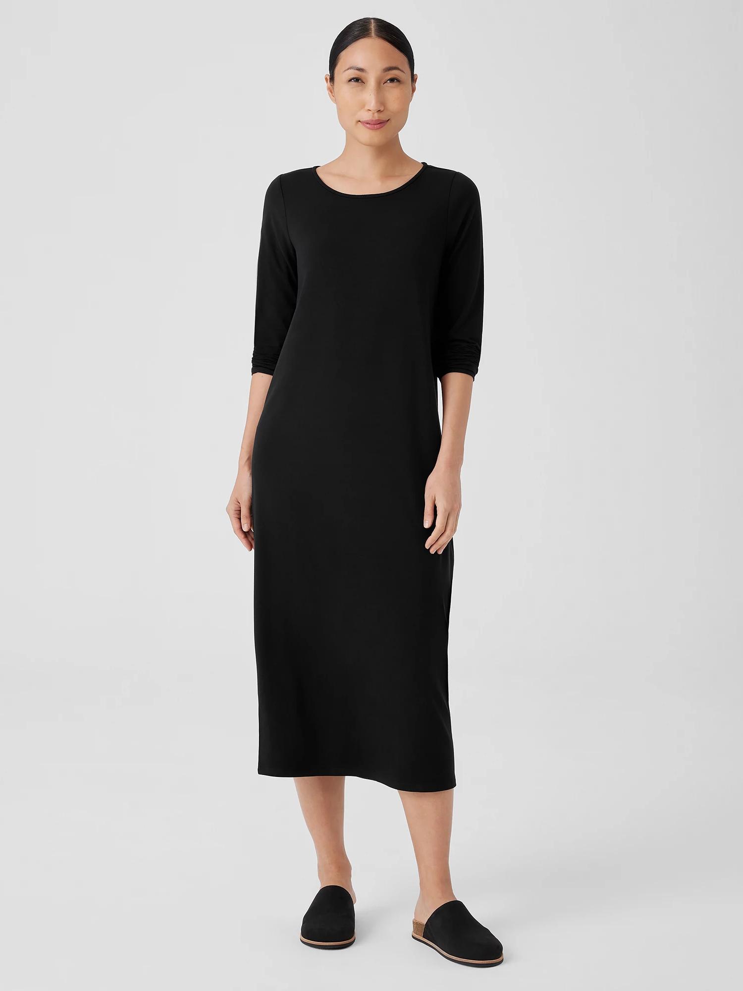 EILEEN FISHER Stretch Jersey Knit Jewel Neck Dressfemale Product Image