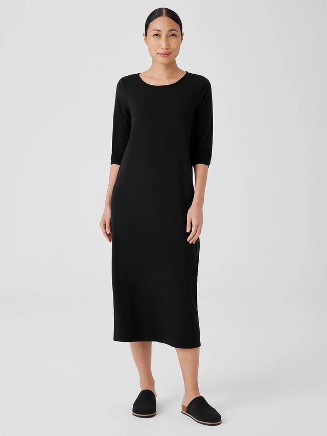 Stretch Jersey Knit Jewel Neck Dress Product Image