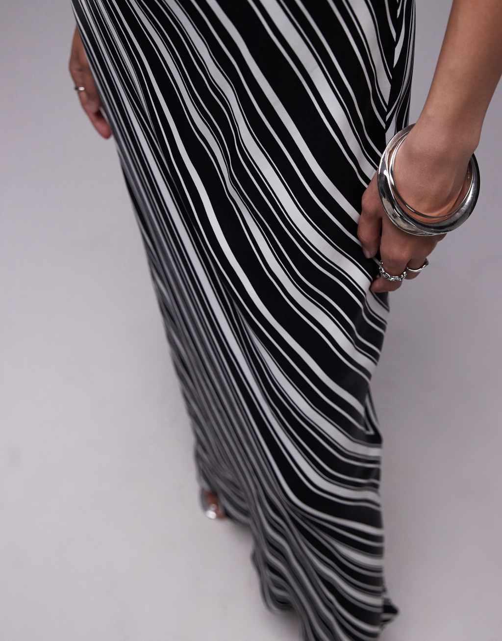 Topshop scoop neck slip maxi dress in stripe print Product Image