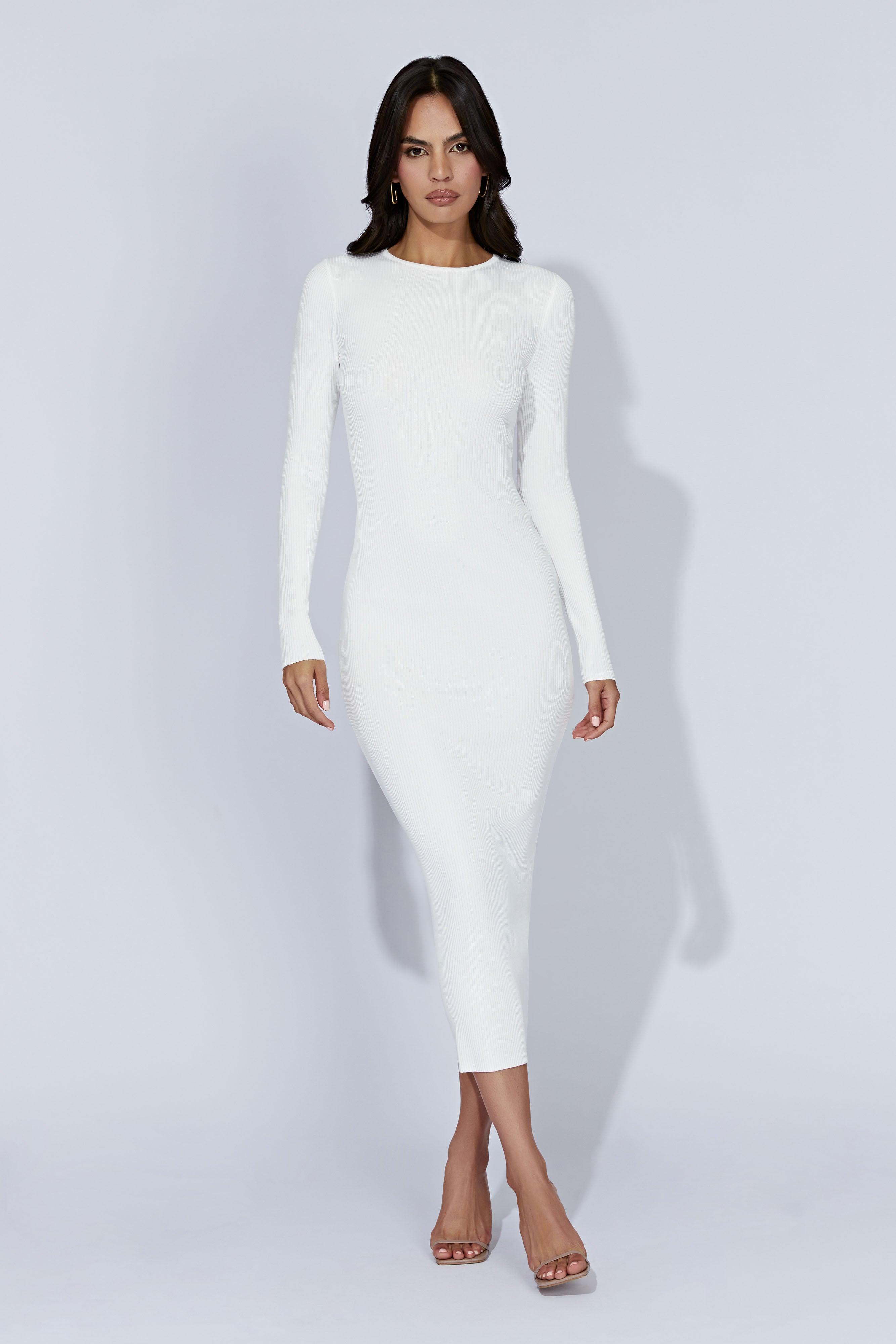 Rowen Long Sleeve Midi Dress - White Product Image