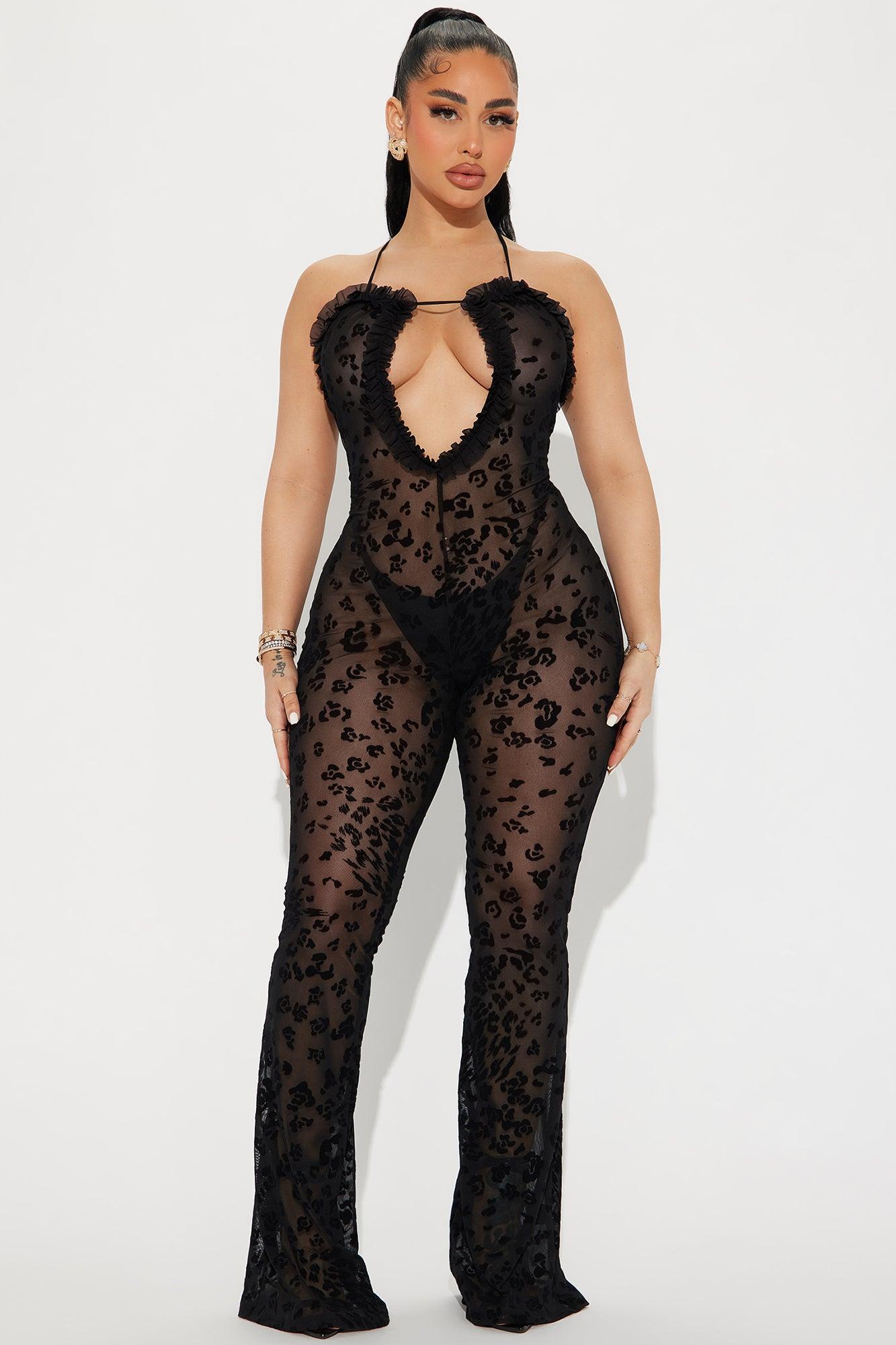 Only Yours Mesh Jumpsuit - Black Product Image