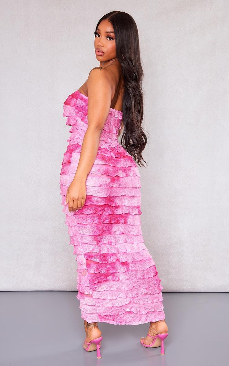 Shape Hot Pink Ombre Frill Edge Bandeau Maxi Dress Product Image