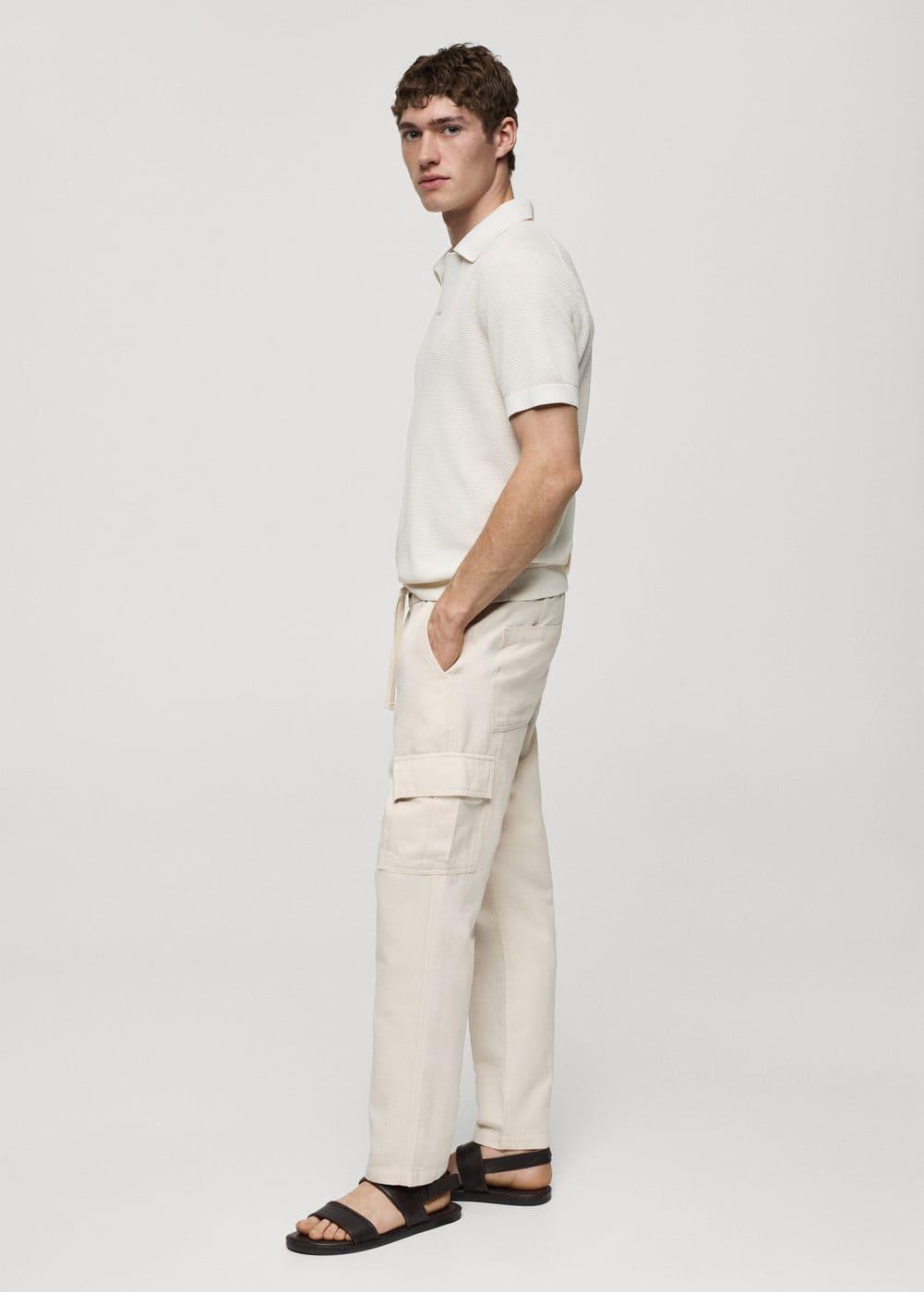 MANGO MAN - Cotton-linen cargo pants vanillaMen Product Image