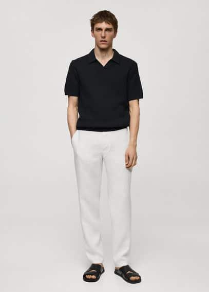 Mango Mens Linen Slim-Fit Pants Product Image