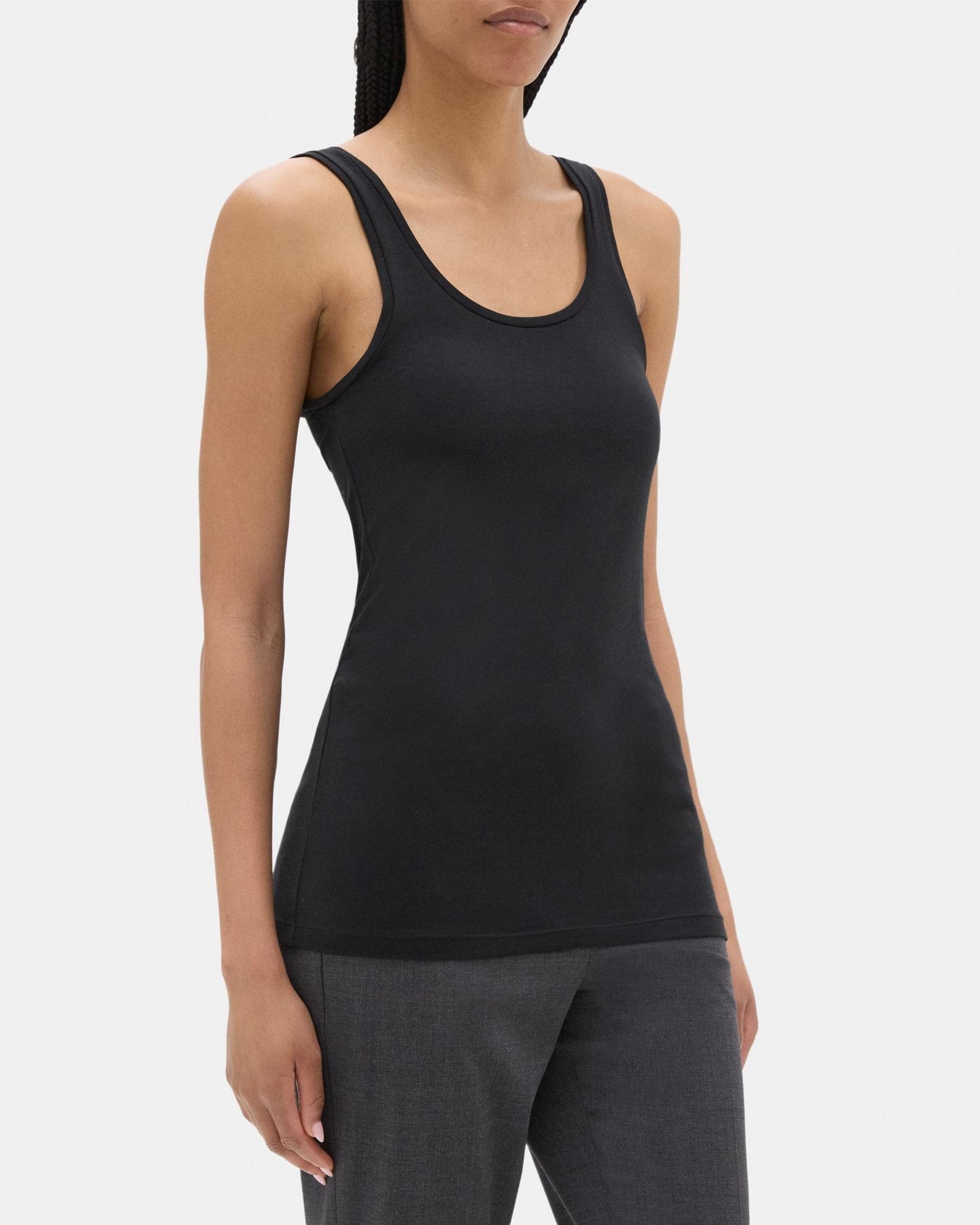 Scoop-Neck Tank in Stretch Cotton Product Image