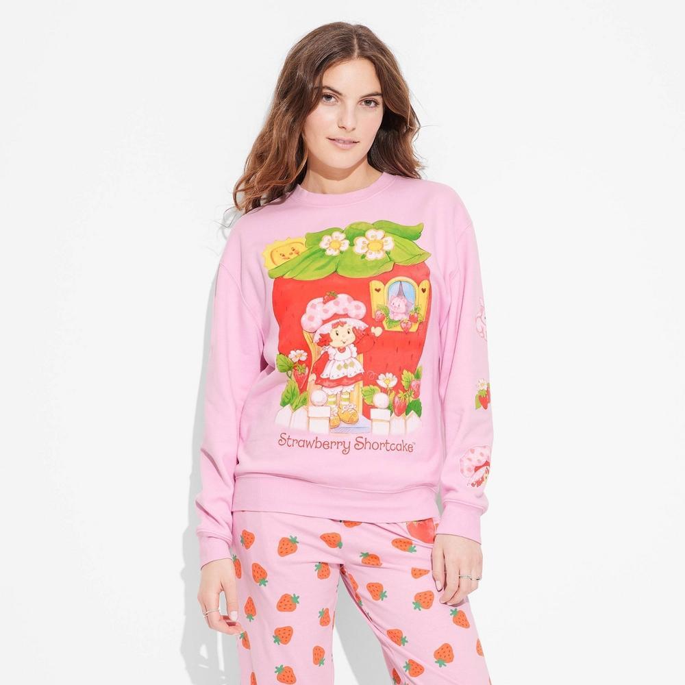 Women's Strawberry Shortcake Big Strawberry Graphic Sweatshirt - Pink XS Product Image