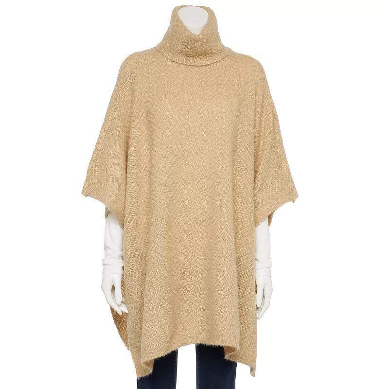 Womens Cejon Chevron Shimmer Cowl Neck Poncho Product Image