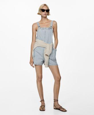 Mango Womens Denim Jumpsuit Shorts Product Image