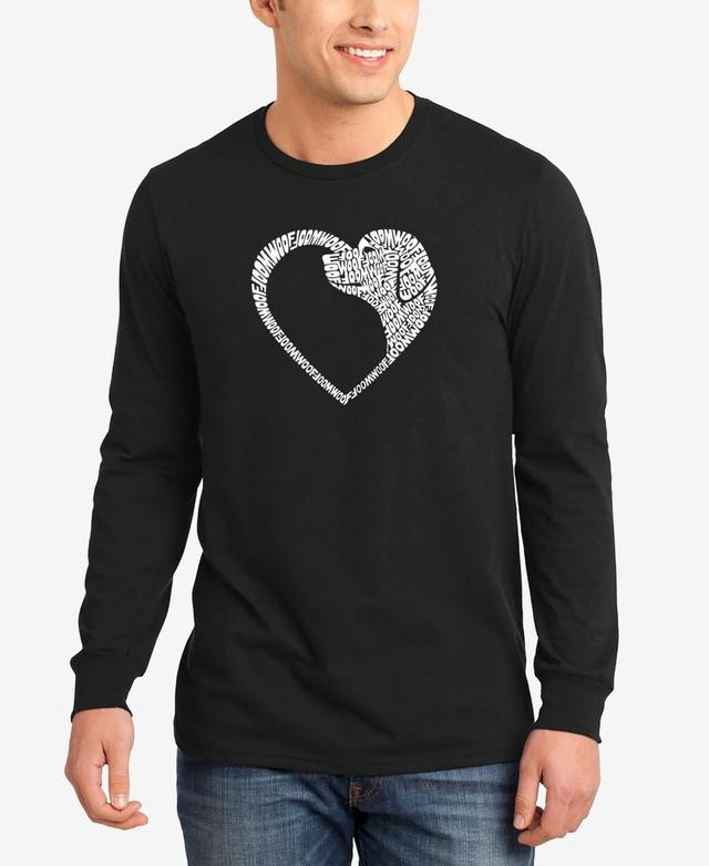 La Pop Art Mens Dog Heart Word Art Long Sleeve T-shirt Product Image