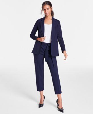 Bar Iii Womens Notch Collar Single Button Blazer Scoop Neck Camisole Tie Front Capri Pants Created For Macys Product Image