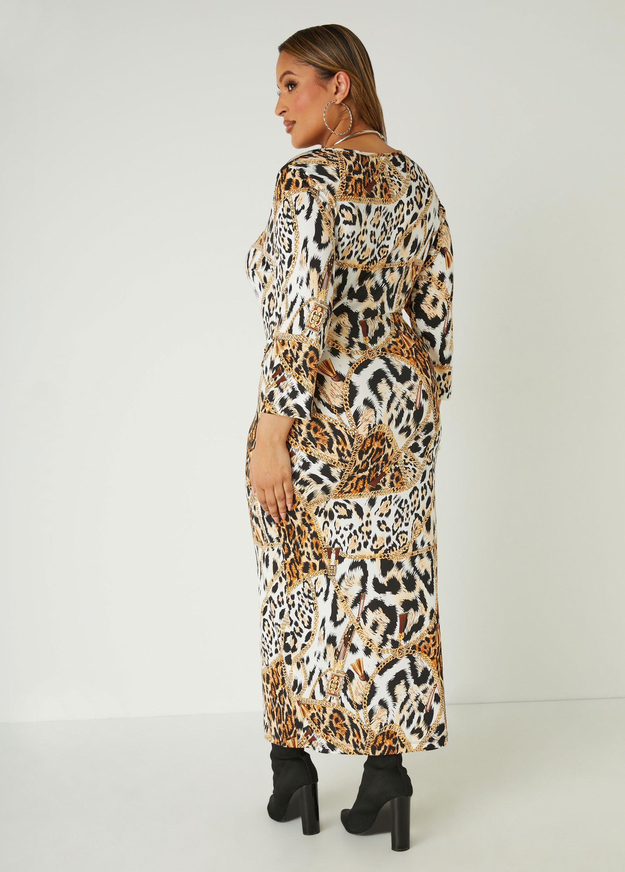 Leopard Faux Wrap Maxi Dress Product Image