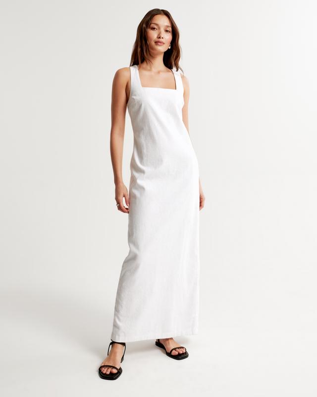 Linen-Blend Shift Maxi Dress Product Image