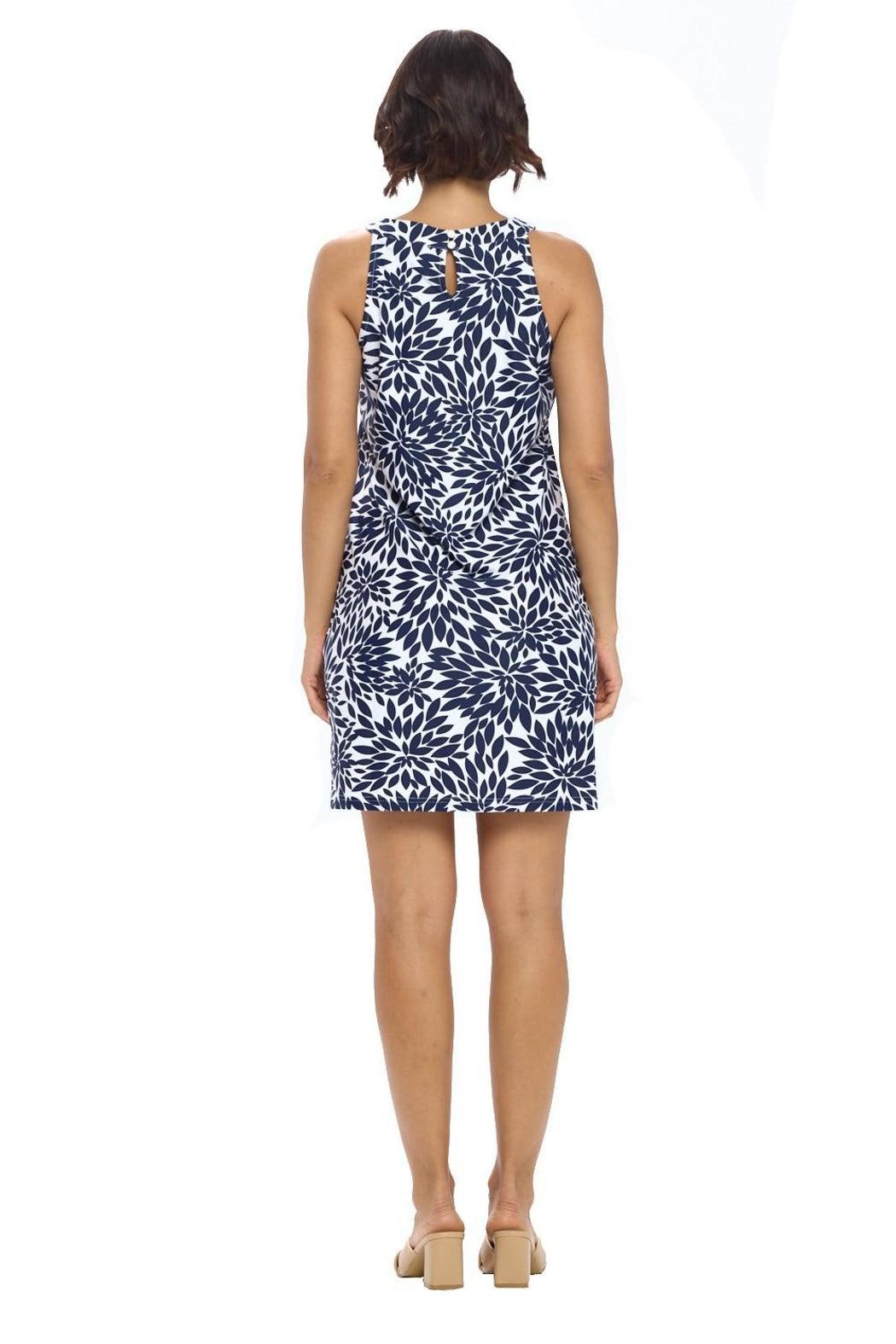 Navy Floral Yoke Dress Product Image