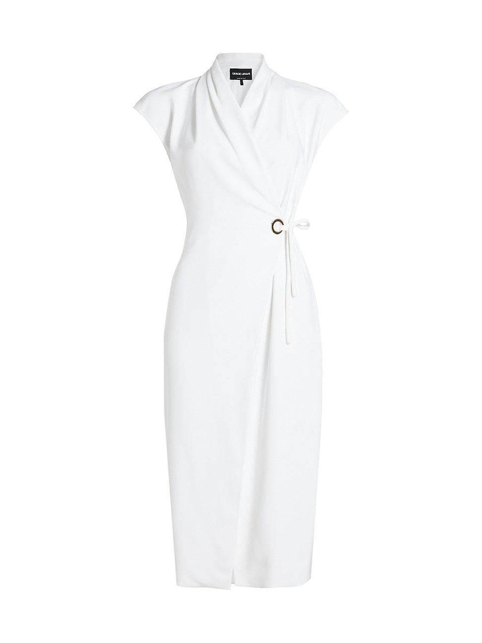 Silk Wrap Midi Dress wIth Tie Detail Product Image