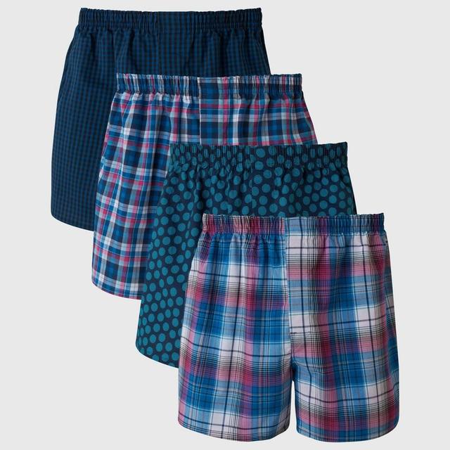 Hanes Premium Mens Stretch Woven Boxer Shorts 4pk - Blue Product Image