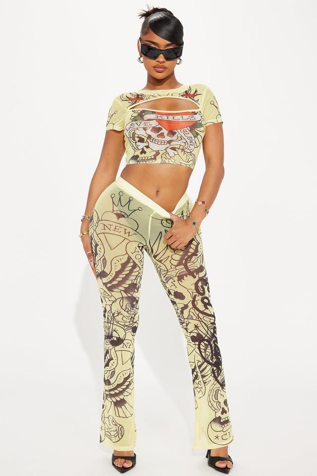 Ed Hardy Skulls Mesh Pant Set - Lime Product Image