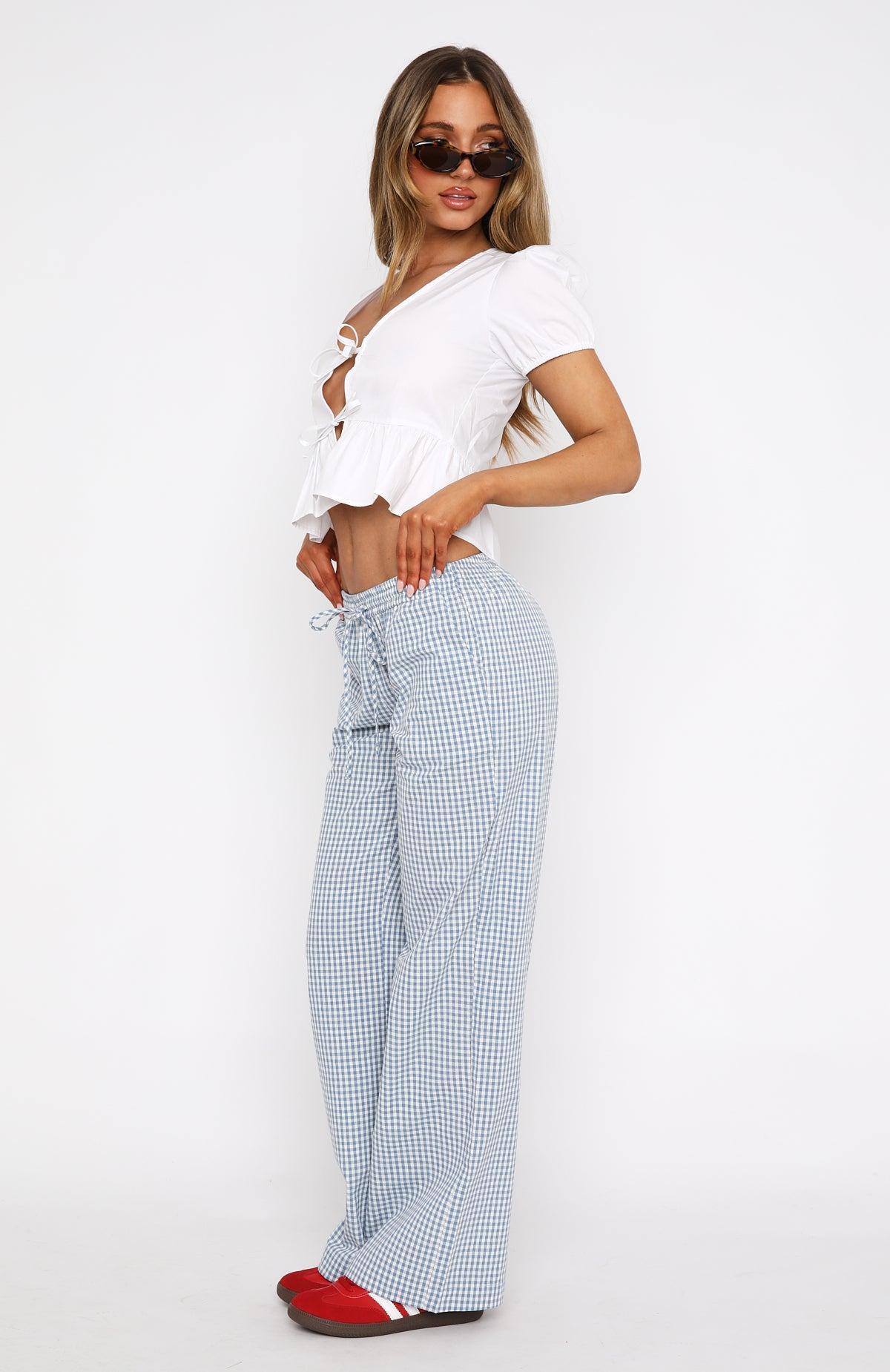 Running To You Pants Blue Gingham Product Image