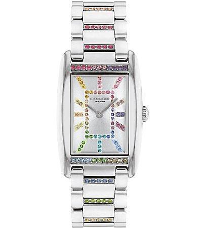 COACH Womens Reese Rainbow Rhinestone Quartz Analog Stainless Steel Bracelet Watch Product Image