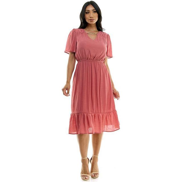 Womens Luxology Smocked-Waist Flutter Sleeve Midi Dress Product Image