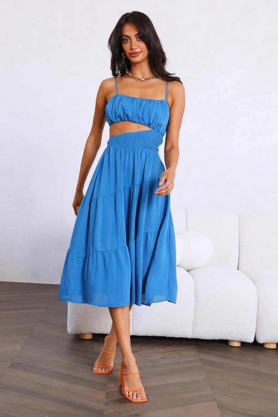 Get Lost In Your Eyes Midi Dress Blue Product Image