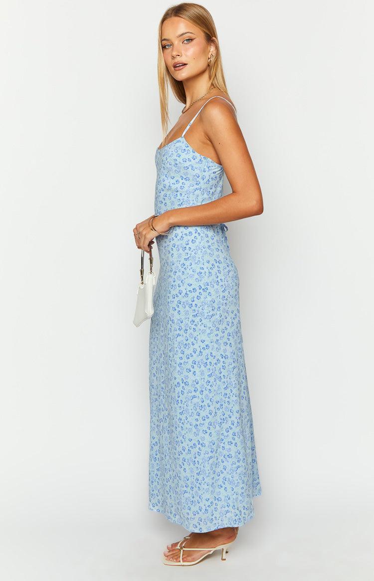 Renesmee Blue Floral Print Maxi Dress Product Image