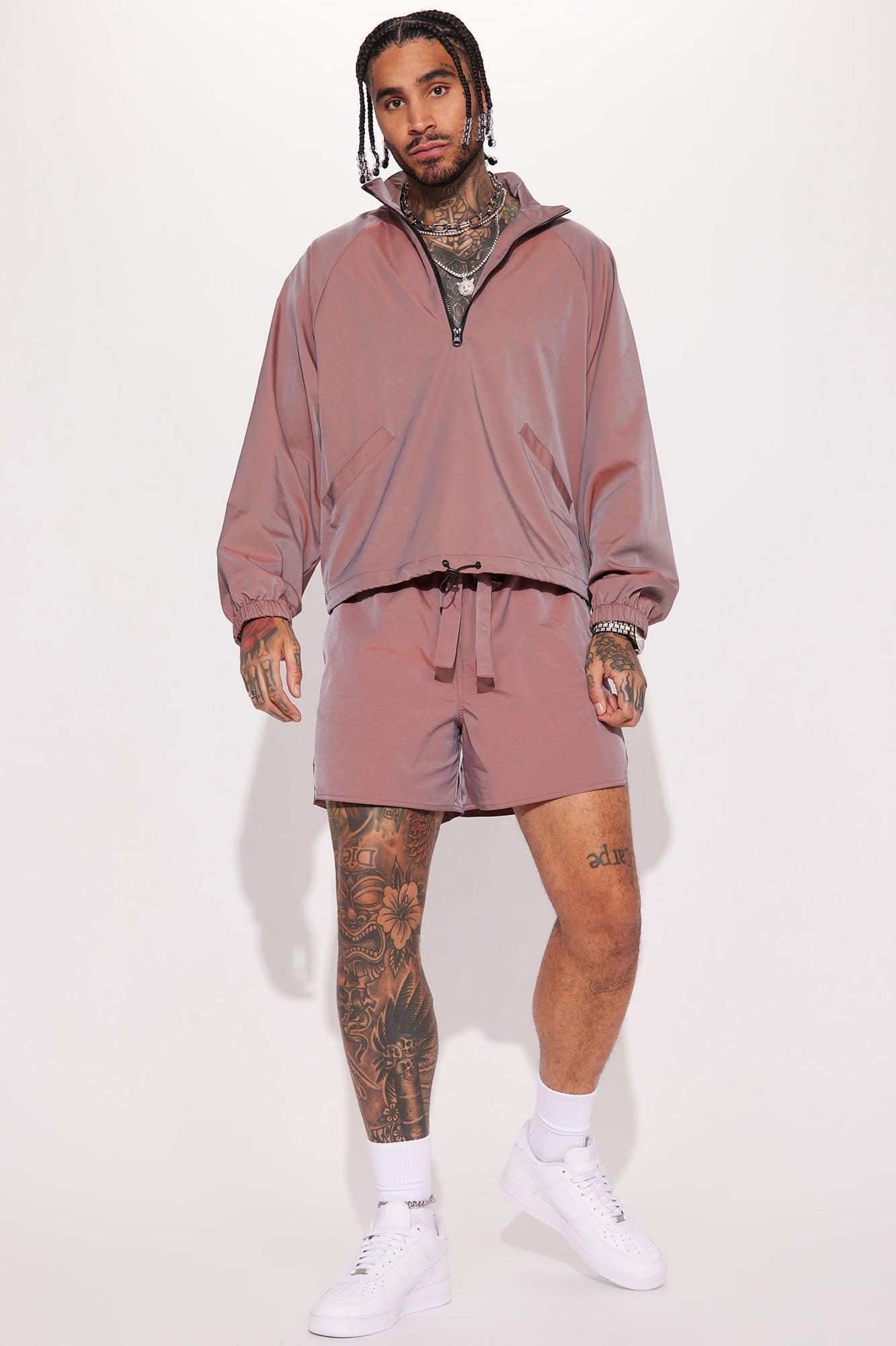 Stormy Iridescent Nylon Shorts - Mauve Product Image