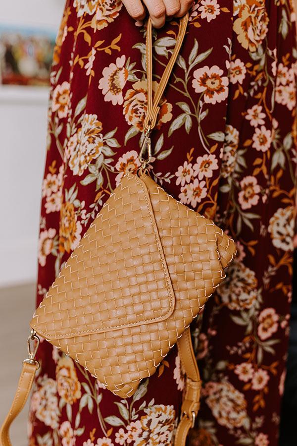 Sweet Melody Woven Faux Leather Clutch in Brown Product Image