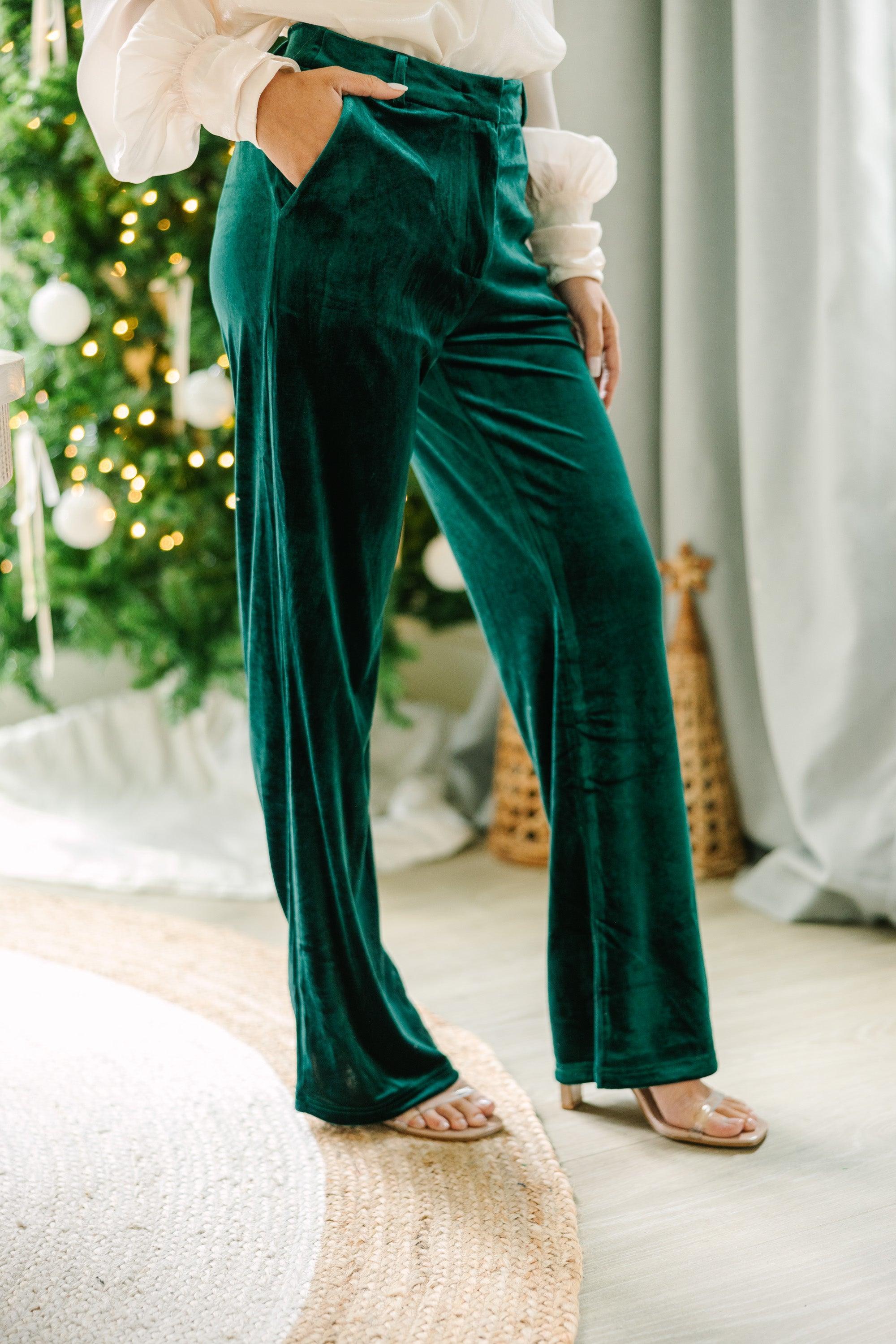 Under Control Emerald Green Velvet Pants Female Product Image