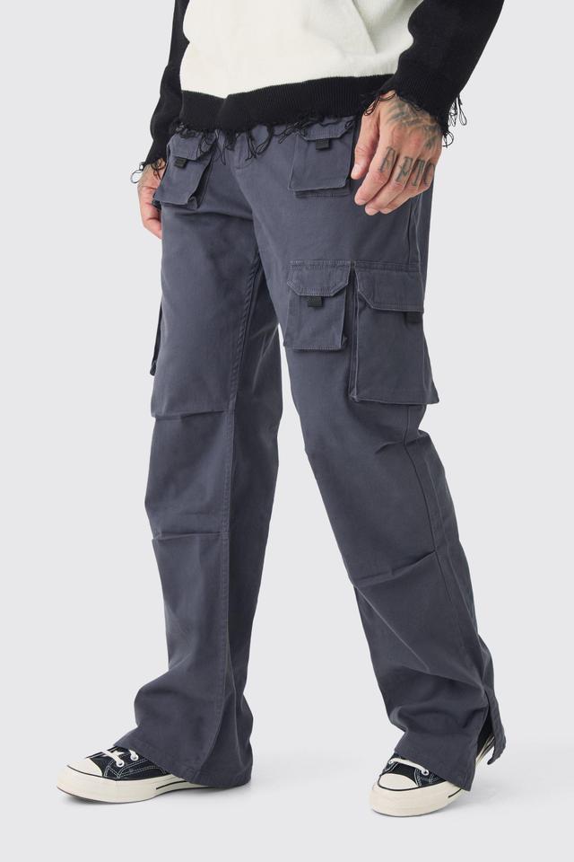 Tall Multi Split Hem Relaxed Fit Cargo Pants | boohooMAN USA Product Image