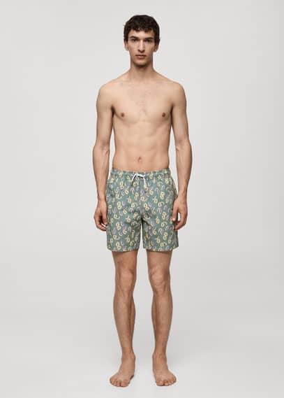 Papaya-print swimsuit - Men | MANGO USA product image