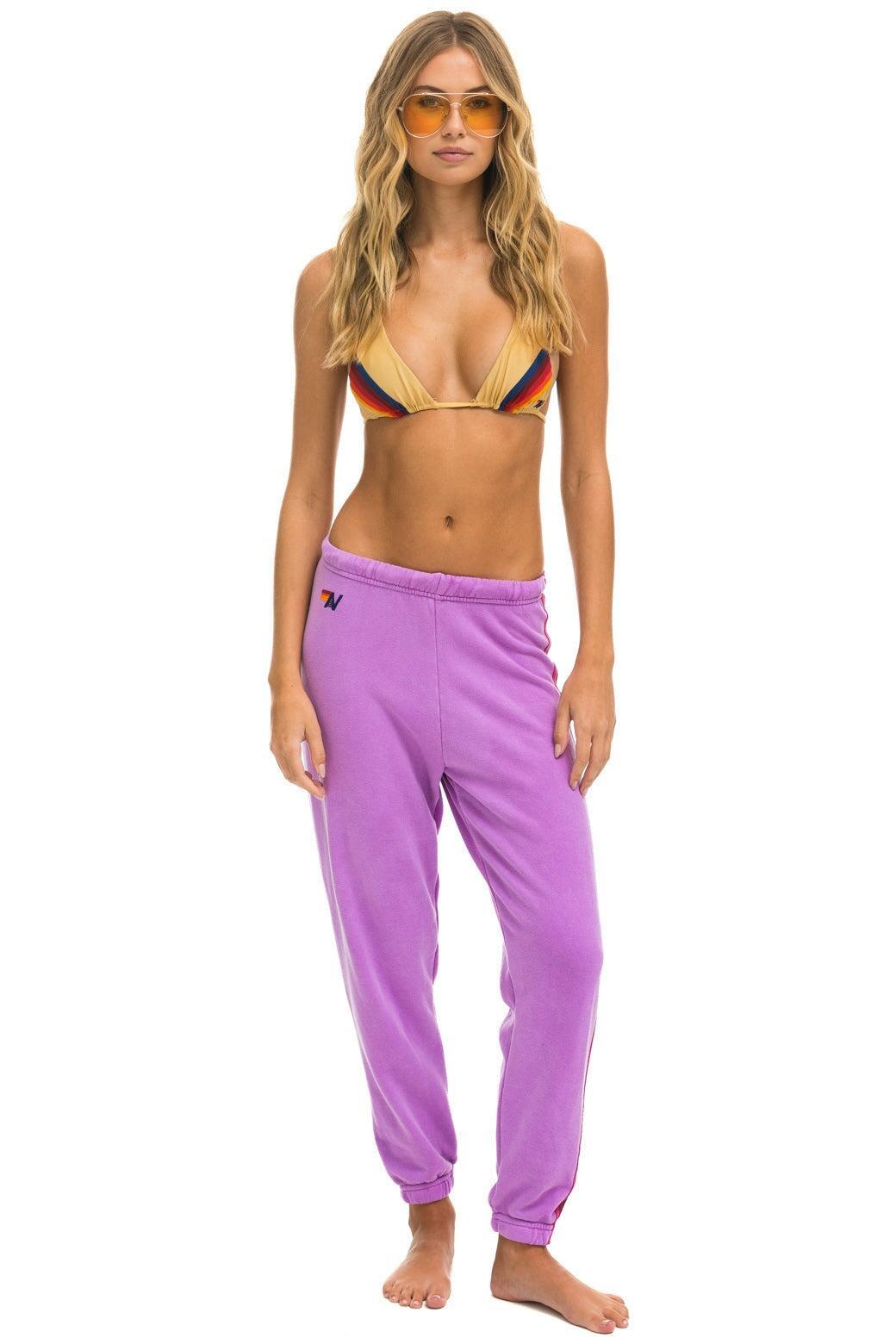 5 STRIPE SWEATPANTS - NEON PURPLE // PINK PURPLE Female Product Image