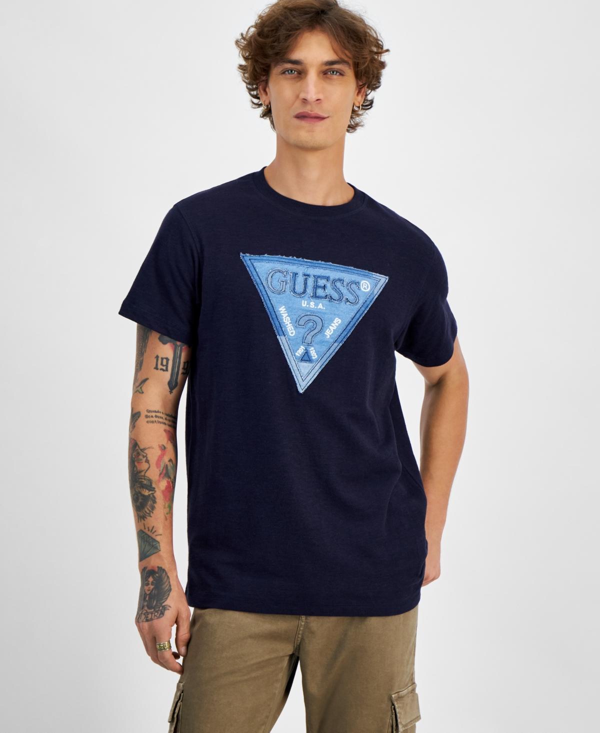 Guess Mens Regular-Fit Triangle Logo Patch T-Shirt Product Image