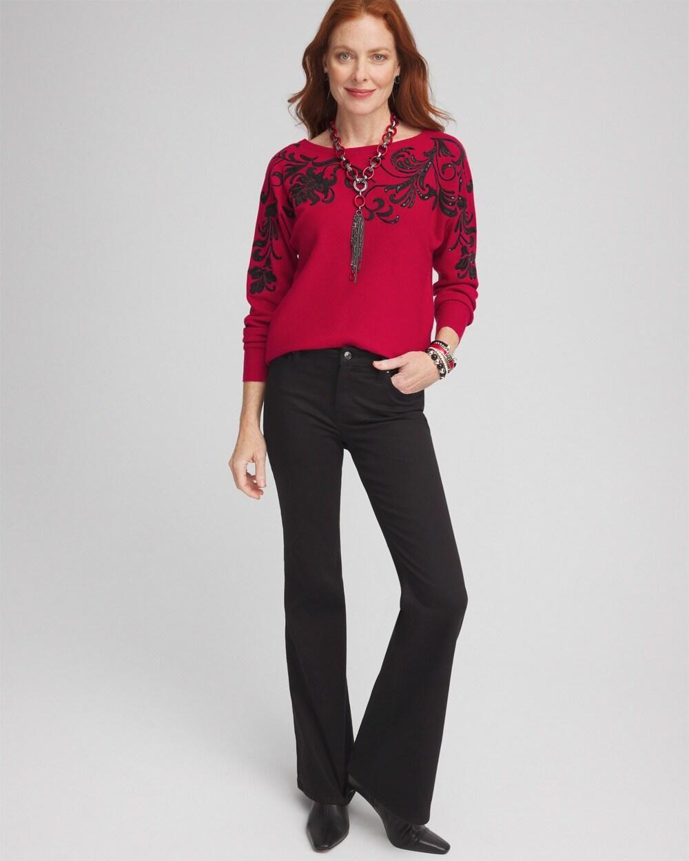 Floral Sequin Dolman Sleeve Sweater Product Image