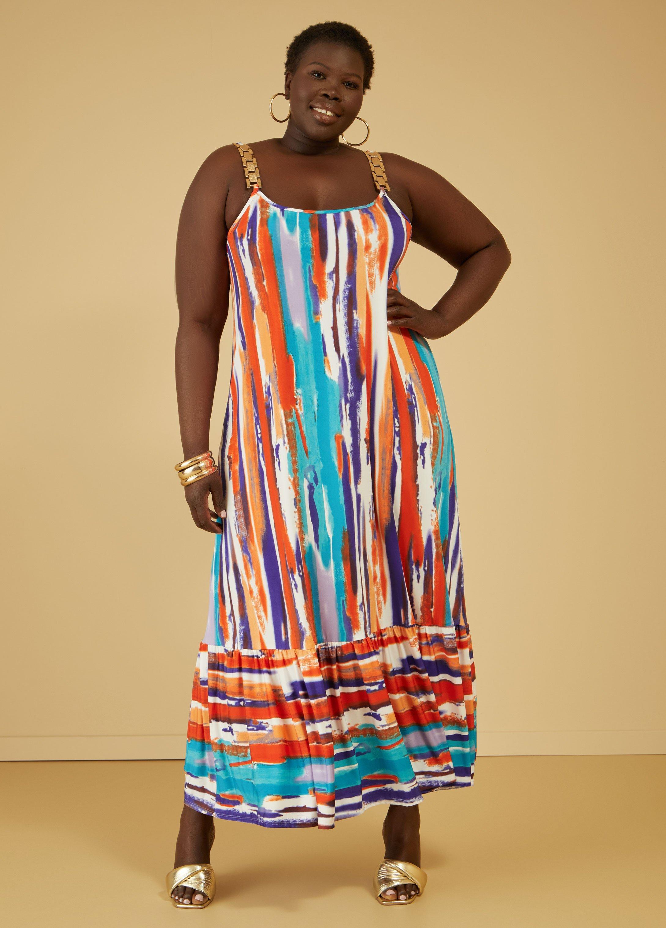 Plus Size Embellished Brushstroke Maxi Dress Ashley Stewart Product Image