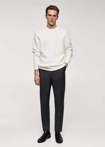 MANGO MAN - Knitted sweater with ribbed details off whiteMen Product Image