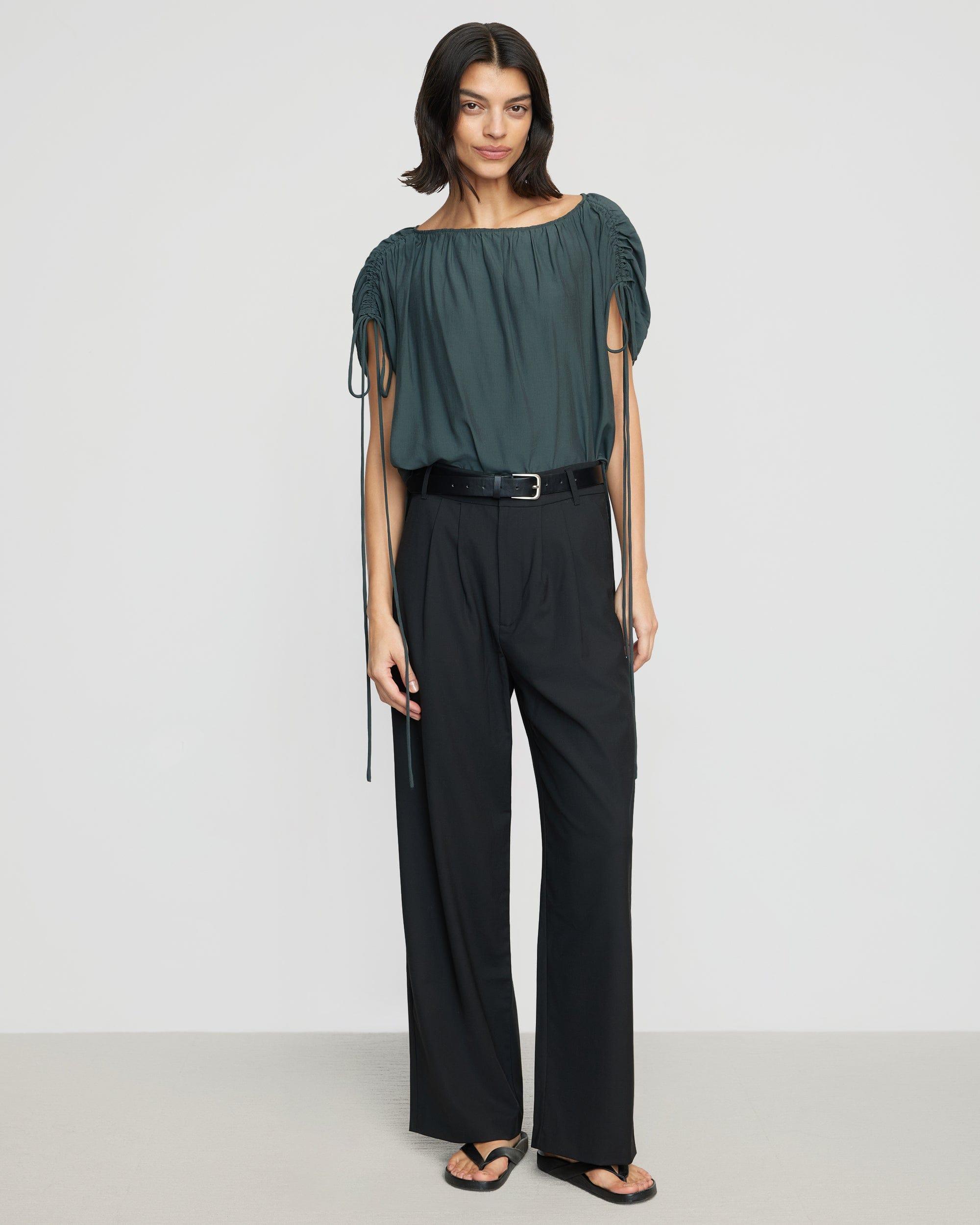 Akari Semi-Sheer Gathered-Shoulder Blouse Product Image