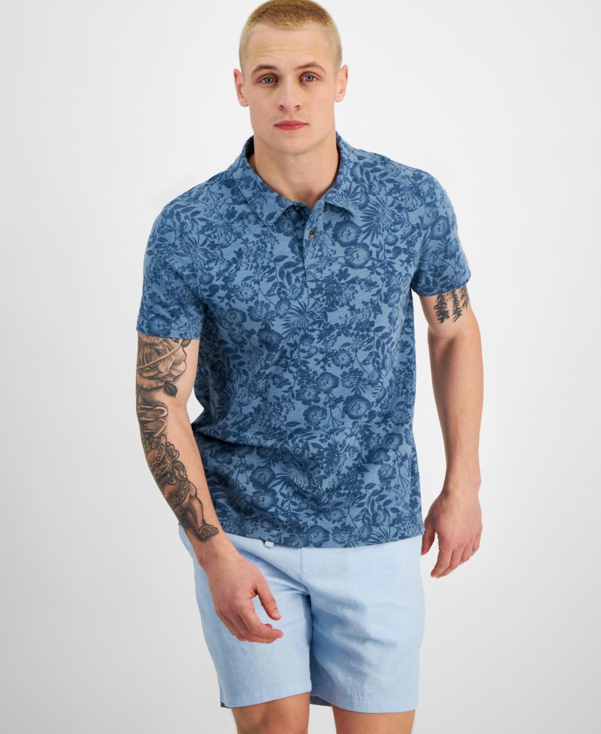 Sun + Stone Mens Floral Slub Short Sleeve Polo Shirt, Created for Macys Product Image