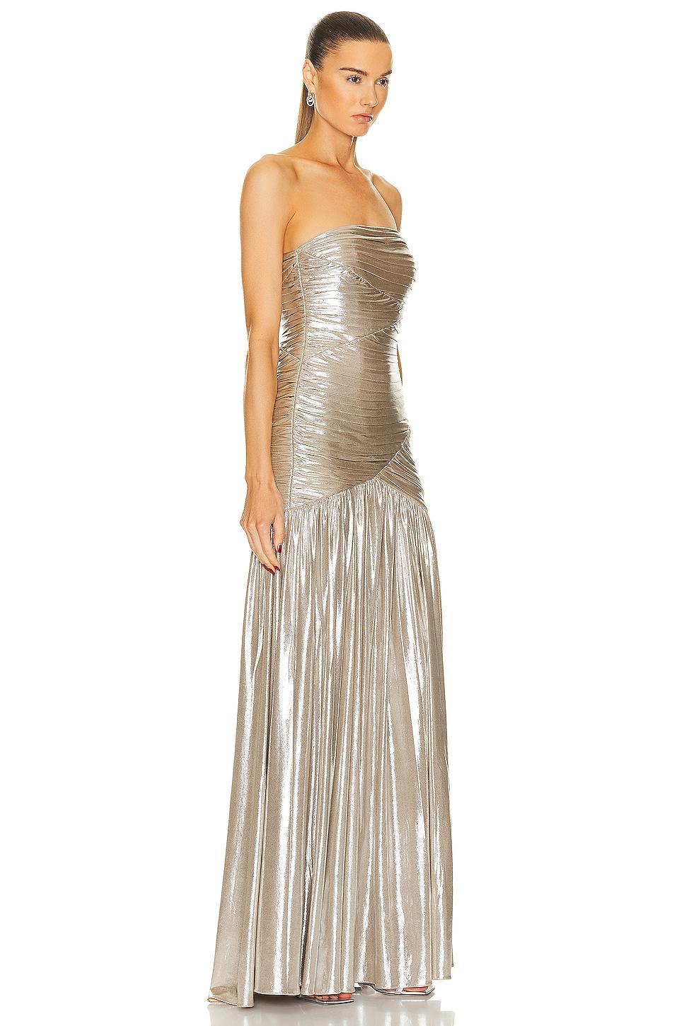 retrofete Josie Dress in Metallic Gold. Product Image