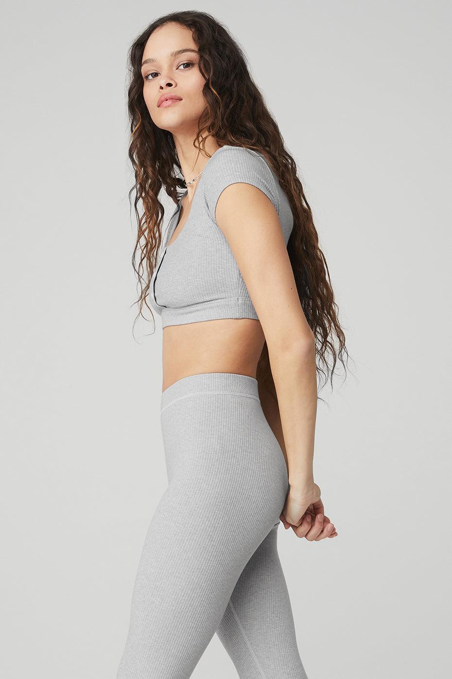 Blissful Henley Bra Top - Athletic Heather Grey Product Image