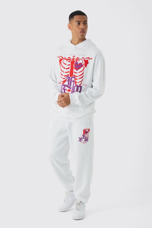 Oversized Skeleton Heart Graphic Tracksuit | boohooMAN USA Product Image