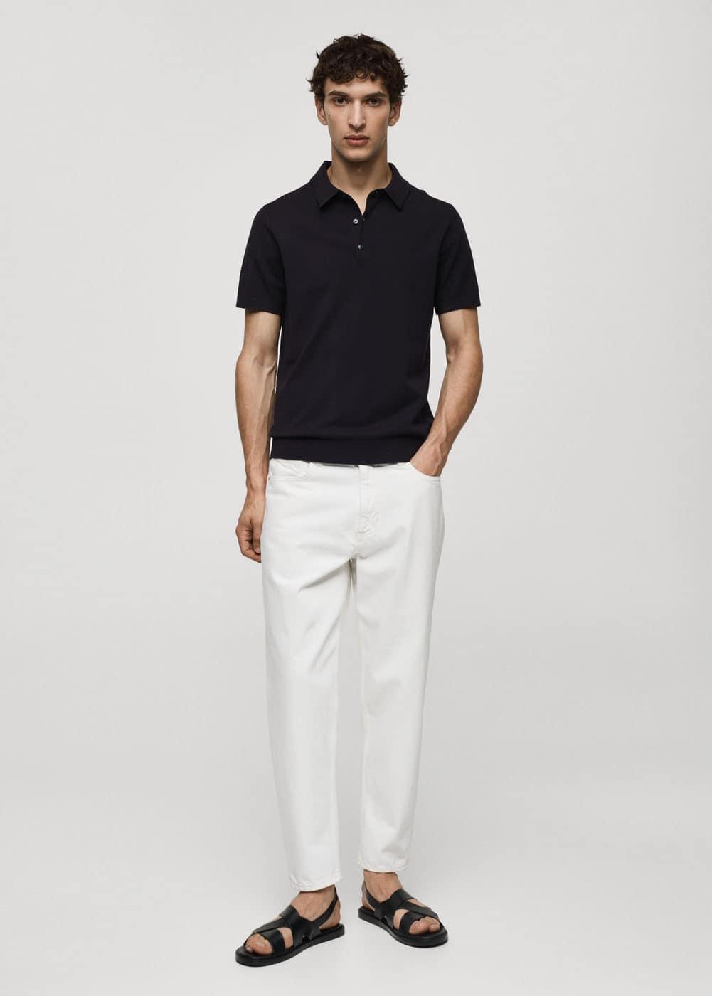 MANGO MAN - Fine-knit polo shirt dark navyMen Product Image